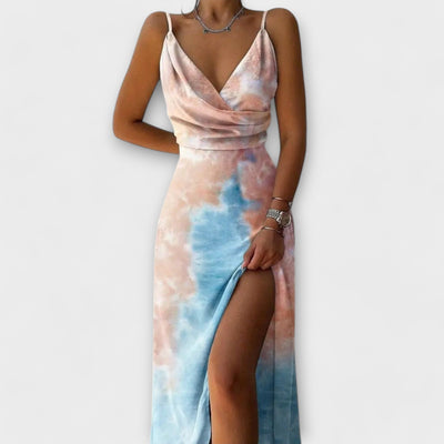 Maxi Dress with Tropical Pattern