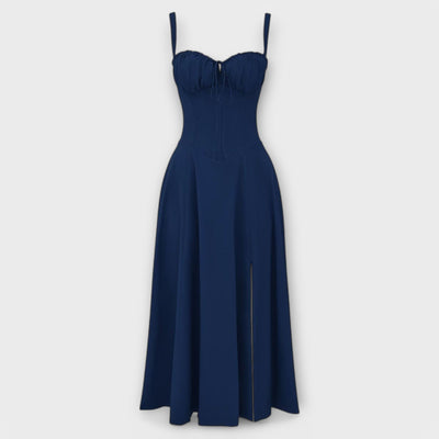 Dress with V-neck. Elegant summer dress