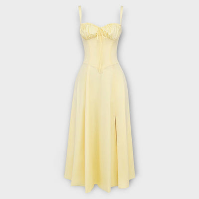 Dress with V-neck. Elegant summer dress